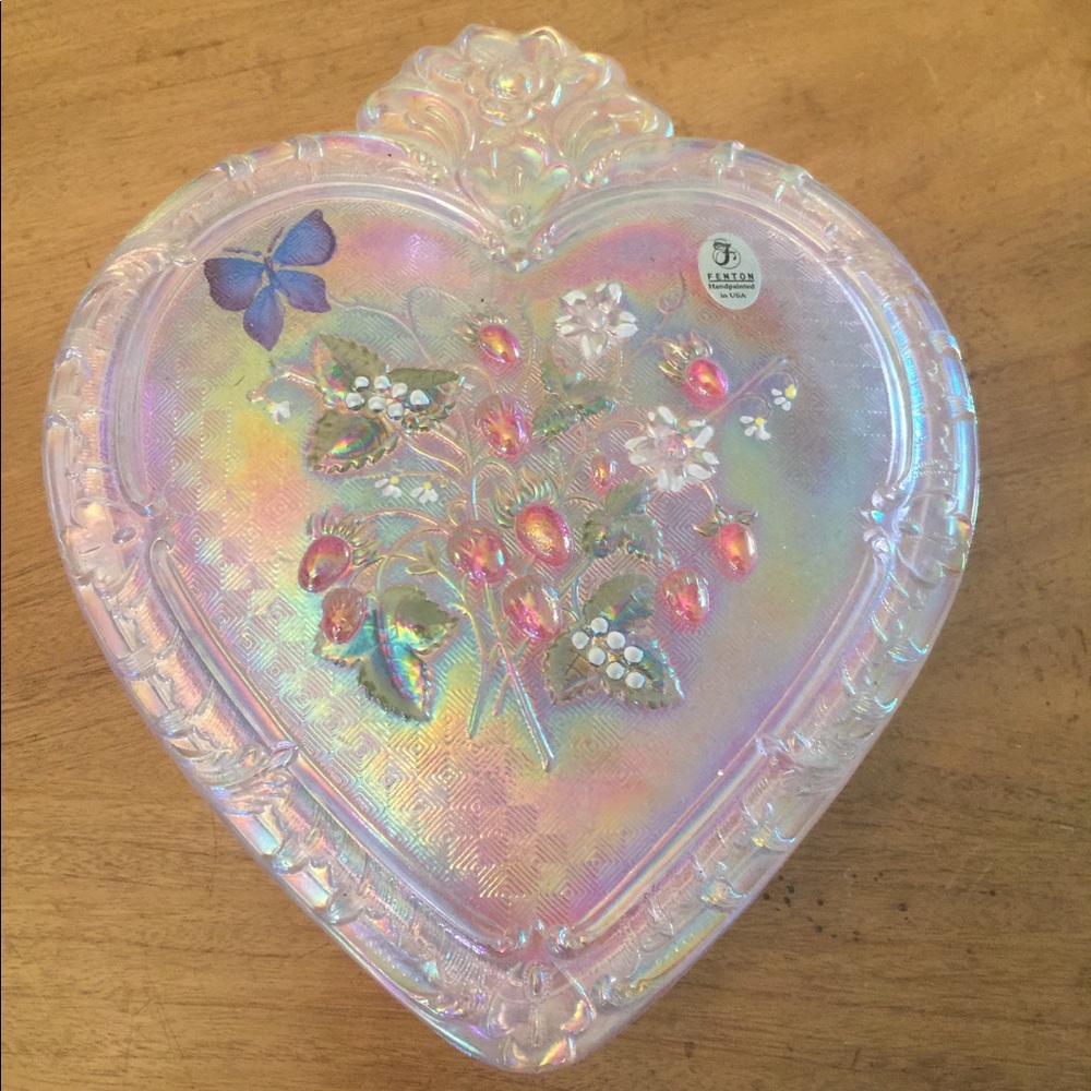 Fenton Art Glass Heart Shaped Dish